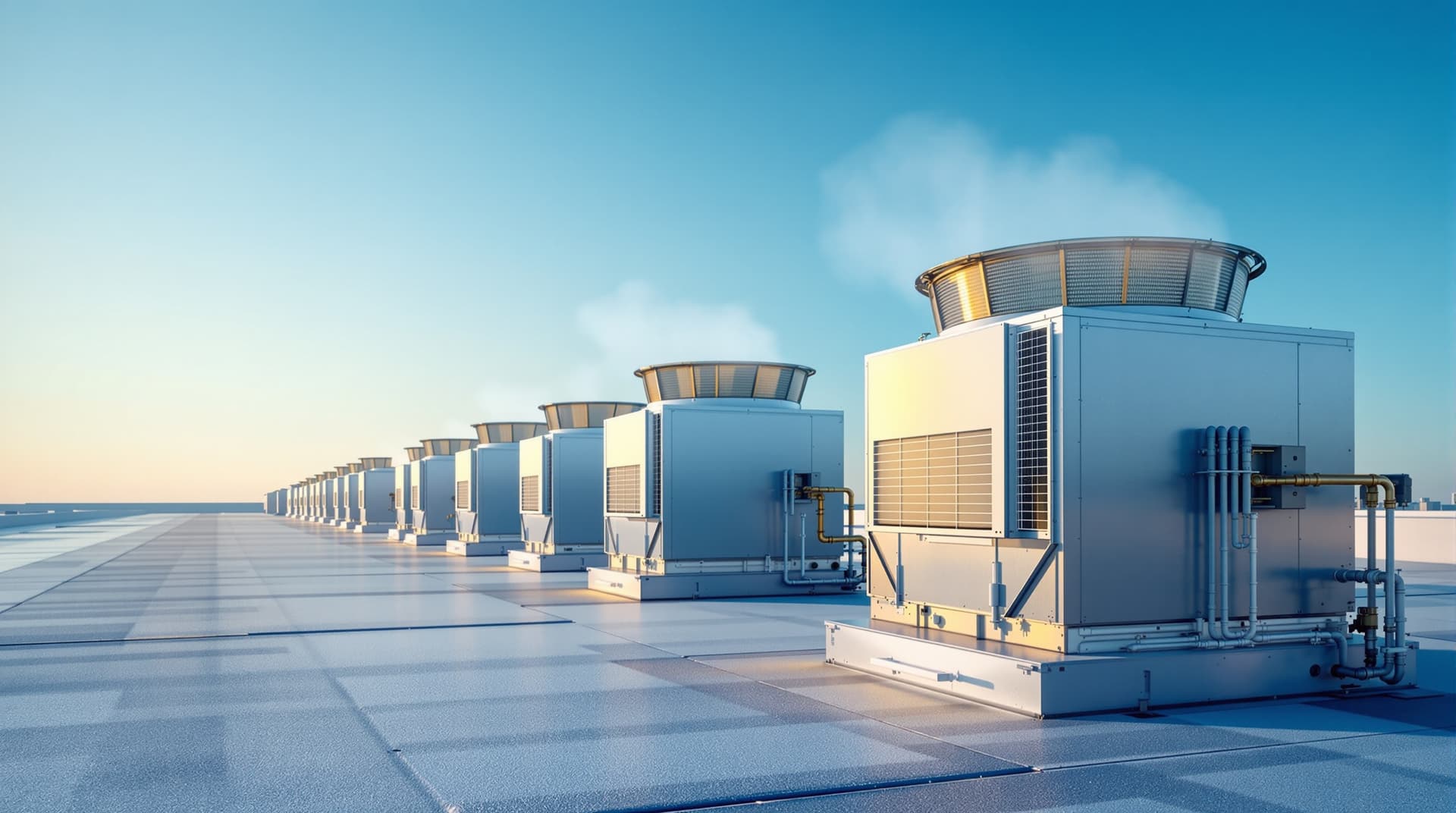 Commercial HVAC air supply vent with visible airflow — outdoor air energy waste